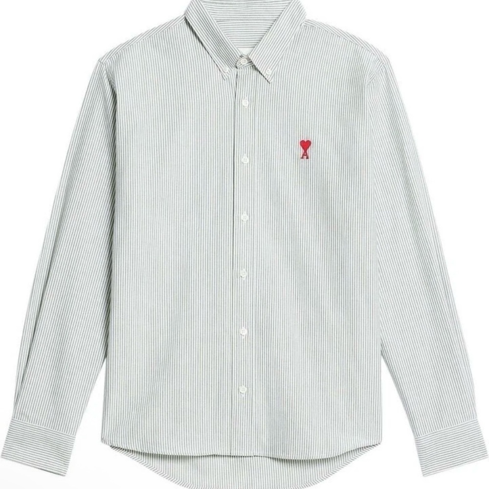 Ami Alexandre Mattiussi Green Striped Button-Down Shirt